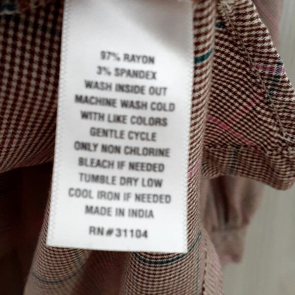 Crown Ivy Brown Pink Green Long Sleeve Top Frilly Collar Size 3x - Picture 4 of 5